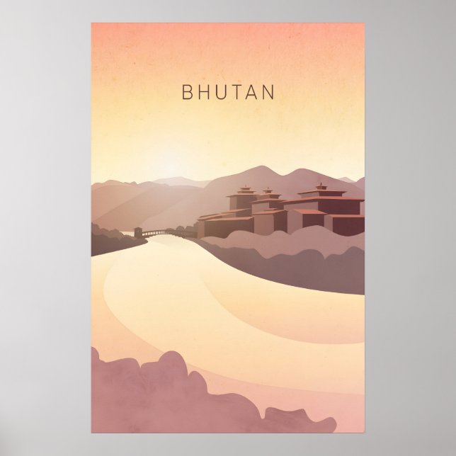 Poster Cartaz de Viagem Mínimo do Butão (Frente)