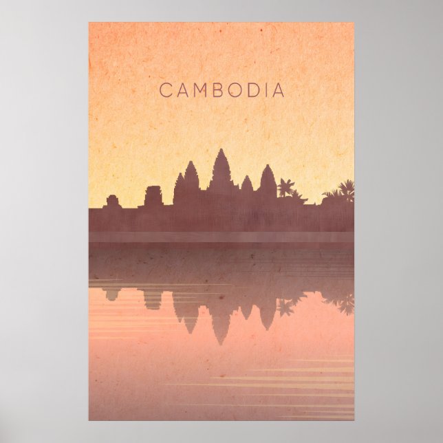 Poster Cartaz de Viagem Mínimo do Camboja (Frente)