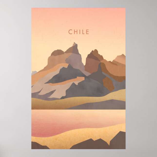 Poster Cartaz de Viagem Mínimo do Chile (Frente)