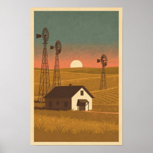Poster Cartaz de Viagem Moinhos de Vento da Campina ao Cr