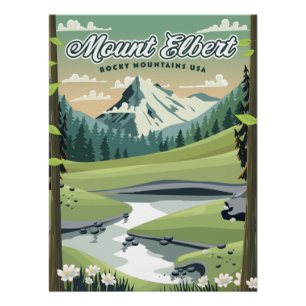 Pôster Cartaz de viagem Montanhas Rochosas Monte Elbert