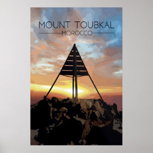 Poster Cartaz de Viagem Monte Toubkal Marrocos