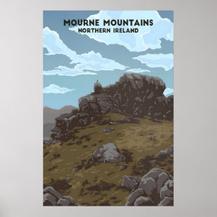 Poster Cartaz de Viagem Mourne Mountains Irlanda do Norte