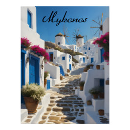 Pôster Cartaz de Viagem Mykonos Grécia