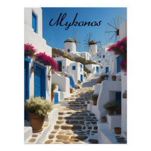 Pôster Cartaz de Viagem Mykonos Grécia