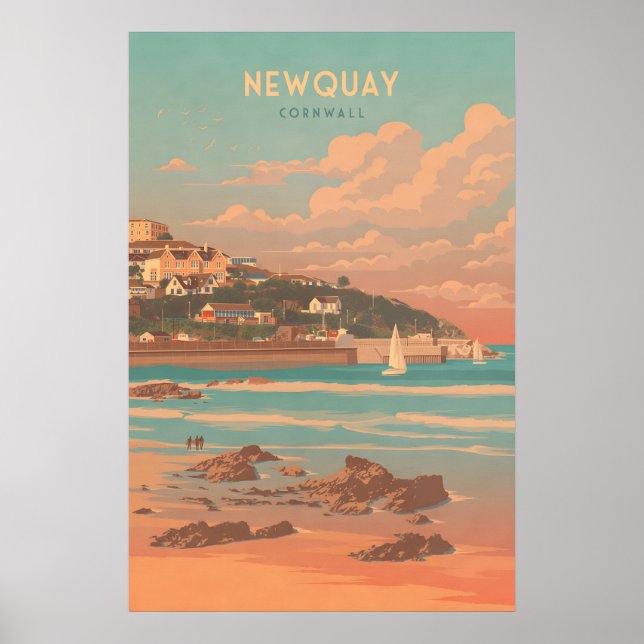 Poster Cartaz de Viagem Newquay Cornwall (Frente)