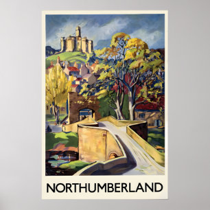 Poster Cartaz de Viagem Northumberland Inglaterra Vintage