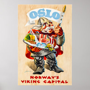 Poster Cartaz de Viagem Oslo Arte Viking Noruega Nordic