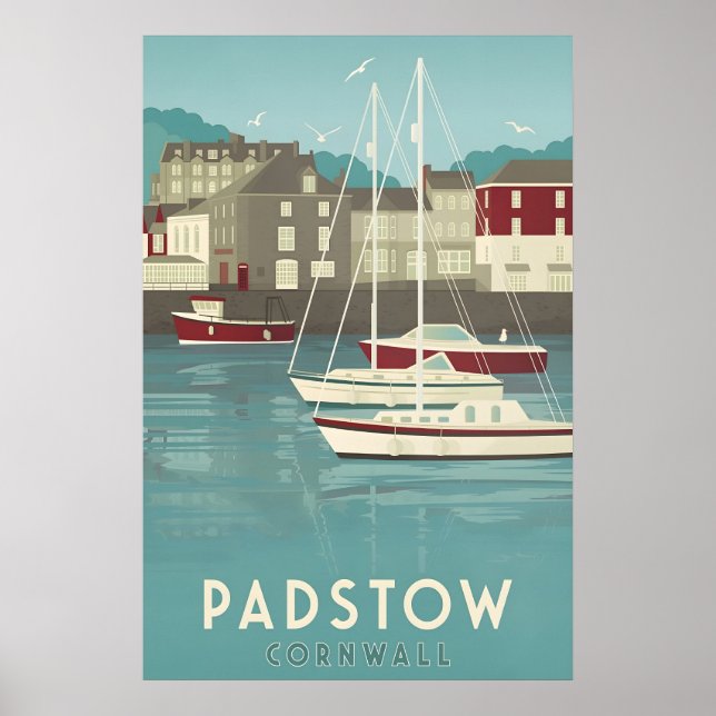 Poster Cartaz de Viagem Padstow Cornwall (Frente)