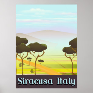 Pôster Cartaz de viagem paisagem Siracusa Itália.