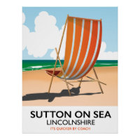 Cartaz de viagem para a praia de Sutton on Sea.
