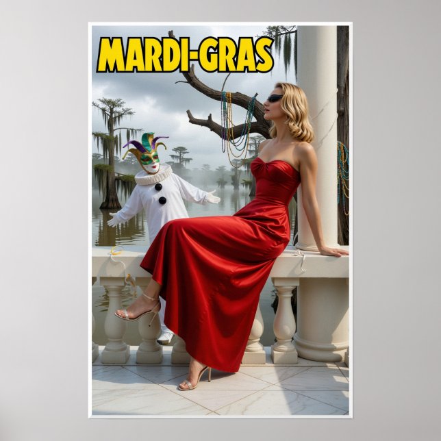 Poster Cartaz de viagem para Mari Gras (Frente)
