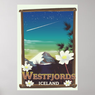 Poster Cartaz de viagem para Westfjords Islândia