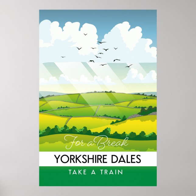 Poster Cartaz de viagem para Yorkshire Dales. (Frente)