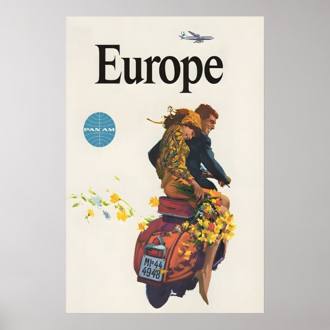 Poster Cartaz de Viagem pela Europa (Frente)