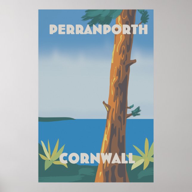 Poster cartaz de viagem Perranporth Cornwall (Frente)