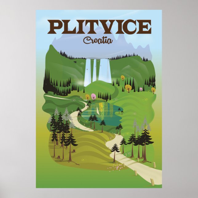 Poster Cartaz de viagem Plitvice Croácia (Frente)