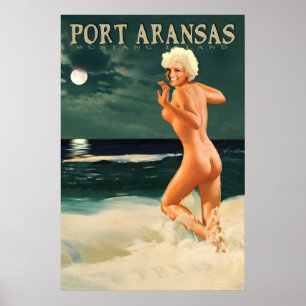 Poster Cartaz de Viagem Port Aransas Mustang Island Texas