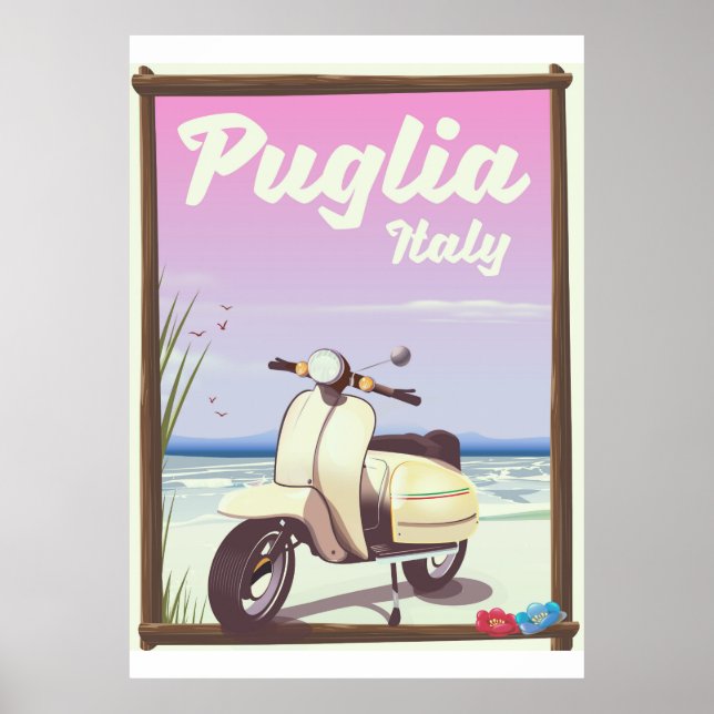 Pôster Cartaz de viagem Puglia Itália. (Frente)