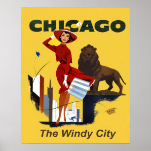 Poster Cartaz de Viagem Retro Chicago