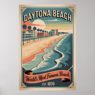 Poster Cartaz de Viagem Retro de Daytona Beach Flórida Vi