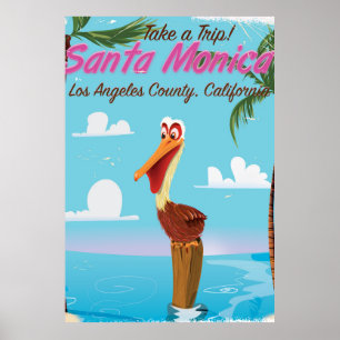 Poster Cartaz de viagem retrô de desenho animado de Santa