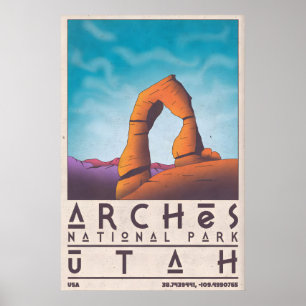 Poster Cartaz de Viagem Retro de Parque Nacional Arches