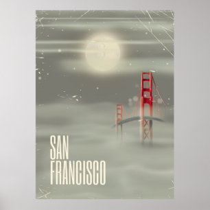 Poster Cartaz de viagem retrô de São Francisco