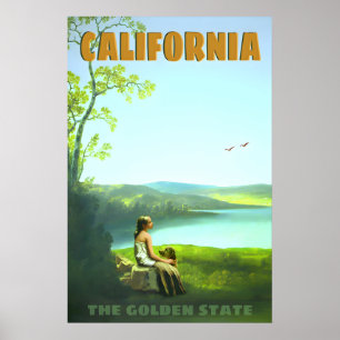 Poster Cartaz de Viagem Retro do Estado Dourado da Califó