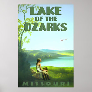 Poster Cartaz de Viagem Retro do Lago de Ozarks Missouri