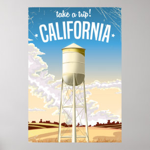 Pôster Cartaz de viagem retrô Faça uma Viagem Califórnia