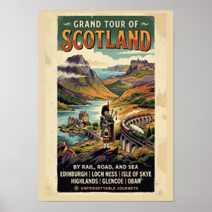 Poster Cartaz de Viagem Retro Grand Tour da Escócia