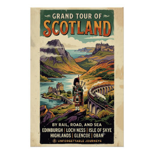 Pôster Cartaz de Viagem Retro Grand Tour da Escócia