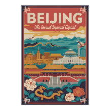 Cartaz de Viagem Retro Pequim China Arte Vintage