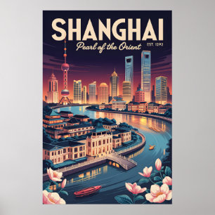 Poster Cartaz de Viagem Retro Shanghai China Arte Vintage