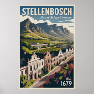 Poster Cartaz de Viagem Retro Stellenbosch África do Sul
