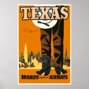 Pôster Cartaz de Viagem Retro Texas