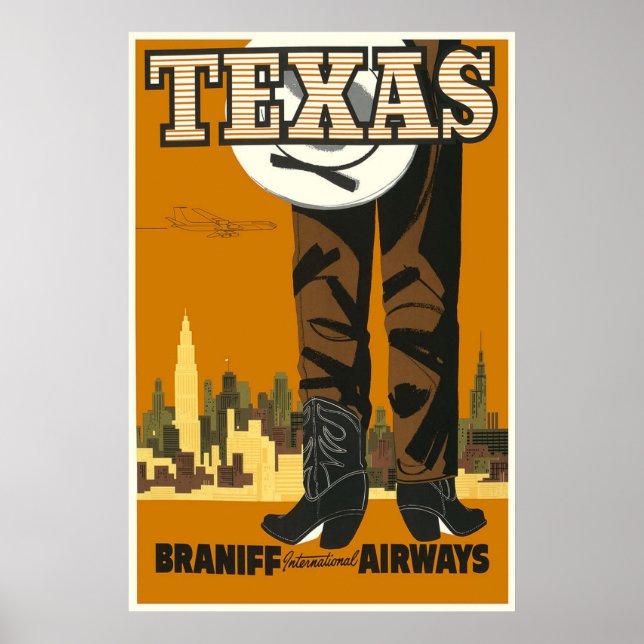 Pôster Cartaz de Viagem Retro Texas (Frente)
