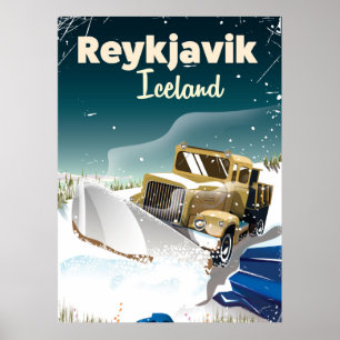 Pôster cartaz de viagem Reykjavik Islândia