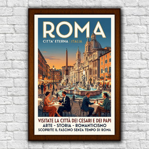 Poster Cartaz de Viagem Roma, Itália anos 60 Vintage
