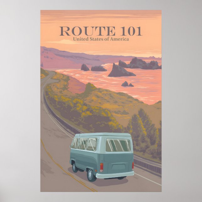 Poster Cartaz de Viagem Rota 101 EUA (Frente)