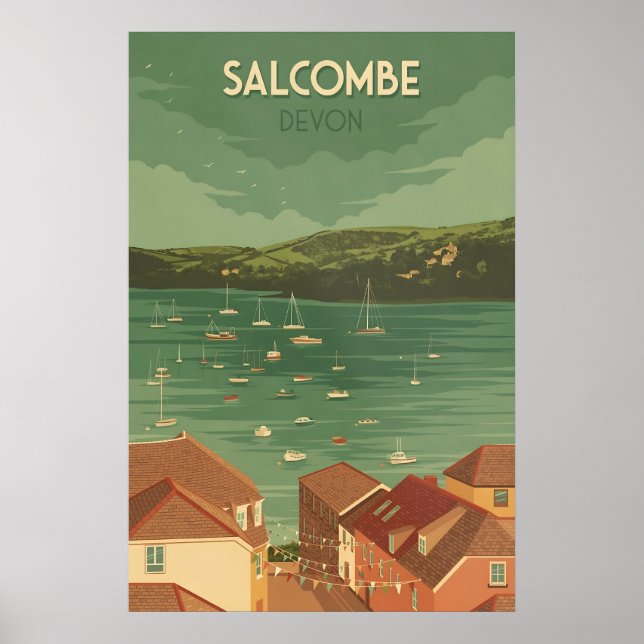 Poster Cartaz de Viagem Salcombe Devon (Frente)