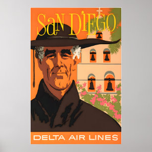 Poster Cartaz de Viagem San Diego Delta California Arte