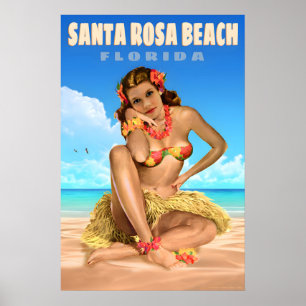 Poster Cartaz de Viagem Santa Rosa Beach Flórida Águia Ma