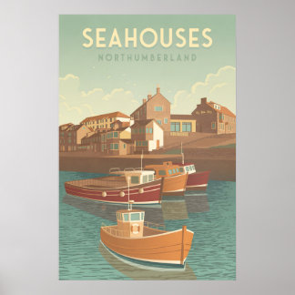 Poster Cartaz de Viagem Seahouses Northumberland