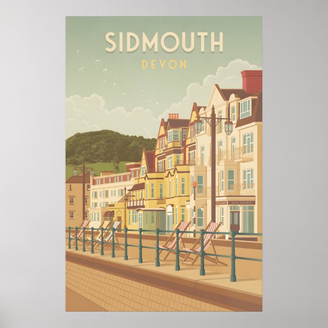 Poster Cartaz de Viagem Sidmouth Devon (Frente)