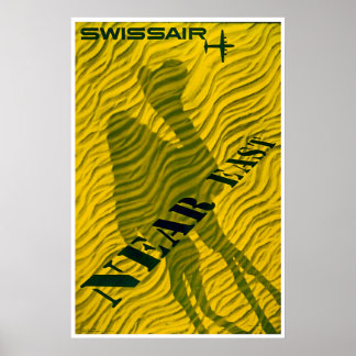 Poster Cartaz de Viagem Swissair Oriente Próximo Impressã