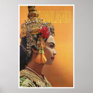 Poster Cartaz de Viagem Tailândia Mulher Tailandesa Arte