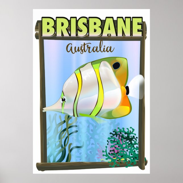 Poster Cartaz de viagem tropical de Brisbane Austrália (Frente)