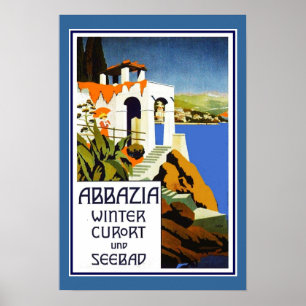 Pôster Cartaz de Viagem Vintage Abbazia Itália